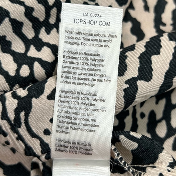 TOPSHOP Women’s Zebra Animal Print Draped Ribbon Side Tie Wrap Blouse Size‎ 2 - Picture 10 of 14